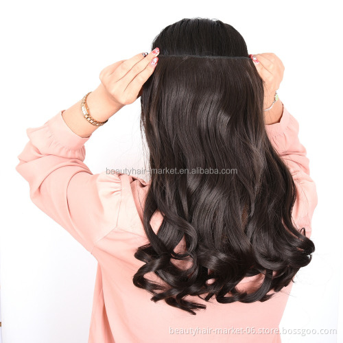 Wholesale price good synthetic hair weaves on clips in synthetic hair extension Emma color 4#